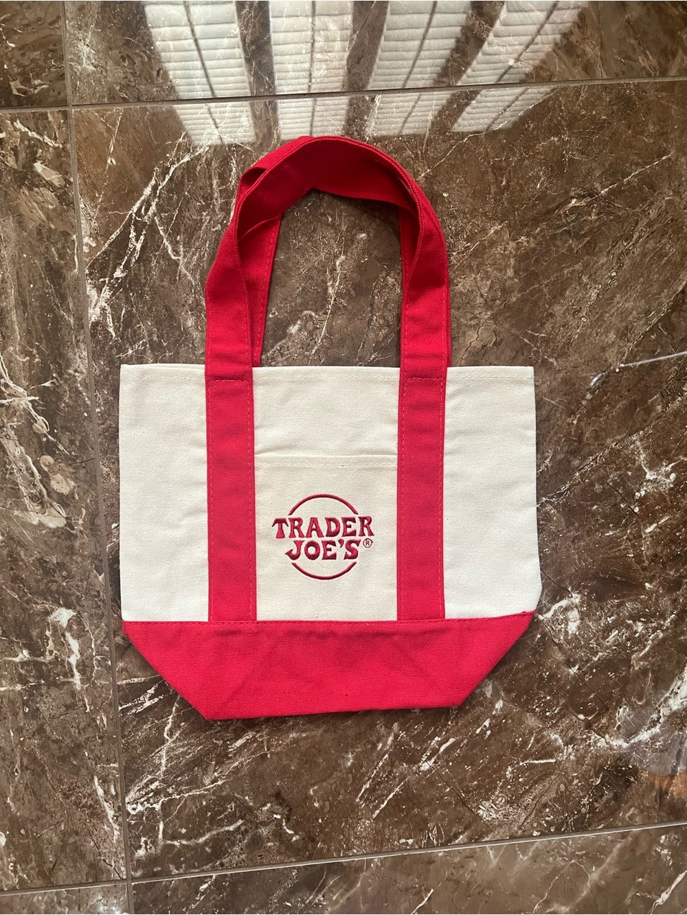 Trader Joe's Red & White Canvas Tote Mini